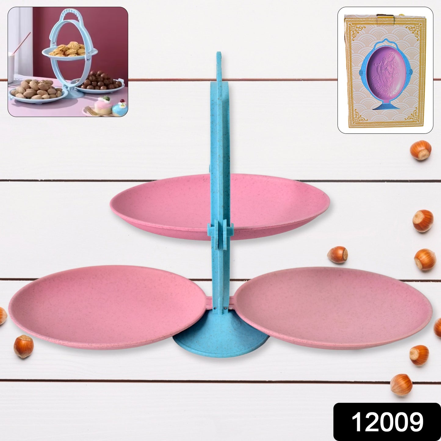 Foldable Fruit Plate Candy Dish Multi Use Mirror Shape Dried Fruit Tray (1 Set)