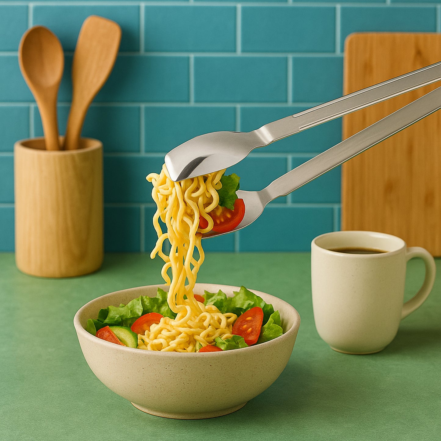 Stainless Steel Multipurpose Serving Tong 2-in-1 Pasta Salad Tong (1 Pc)